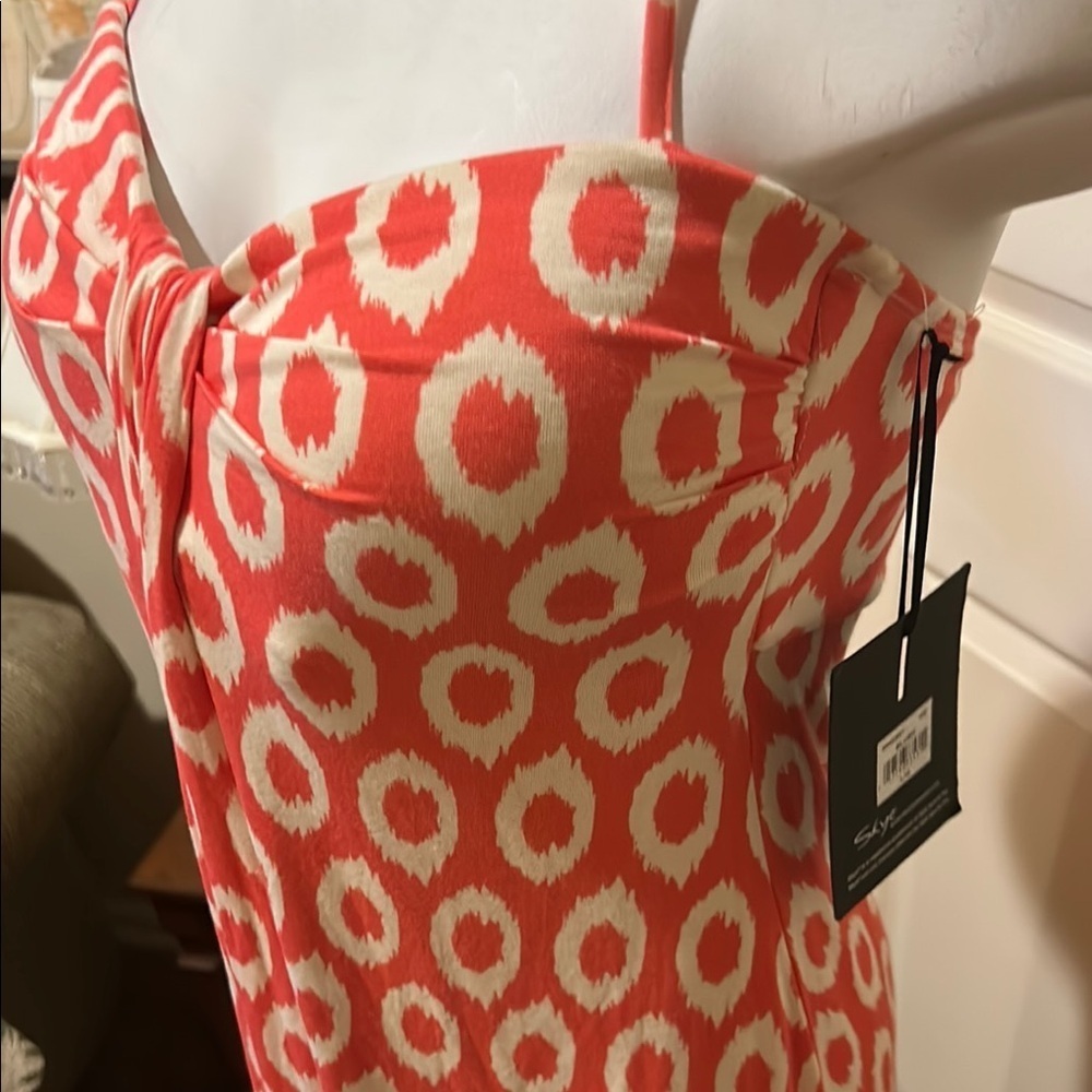 Women's Halter Dress in Red and White - Picture 2 of 9